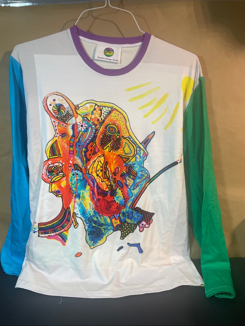Colorful Abstract Art Long Sleeve Tee - Multicolor Unisex